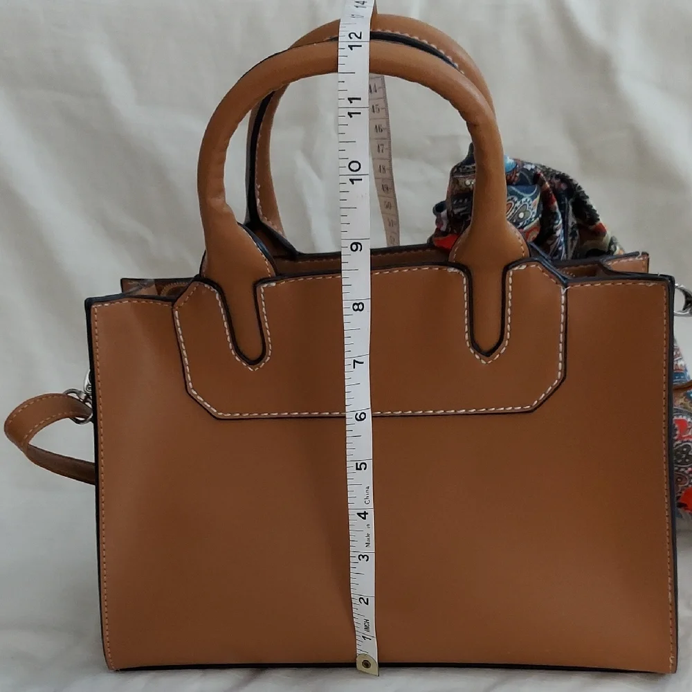 London Fog Tan Handbag with Scarf - Picture 2 of 5